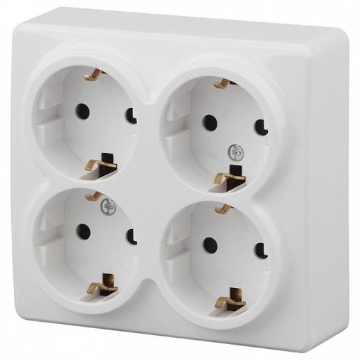 Розетка четверная с заземлением и со шторками Эра Эра Эксперт 11-2211-01