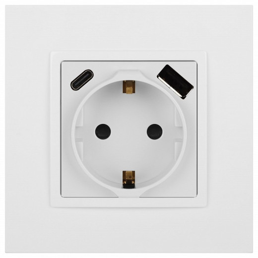 Розетка с заземлением и со шторкой и 2хUSB, без рамки Эра Эра Elegance 14-4108-01