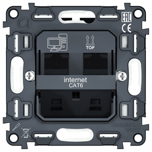 Механизм розетки телефонной RJ-11 со шторкам Ambrella Volt QUANT VM189