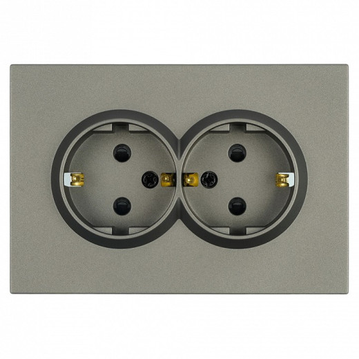 Розетка двойная с заземлением и со шторкой, без рамки Stekker RST16-5114-09 49934