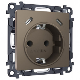 Розетка с заземлением и 2хUSB type C, без рамки Ambrella Volt ALFA MA640510