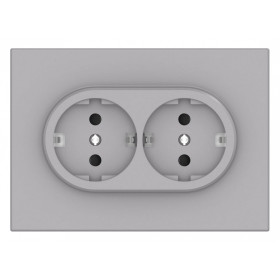 Розетка двойная с заземлением и со шторкой Gusi Electric BRAVO С11Р6-004