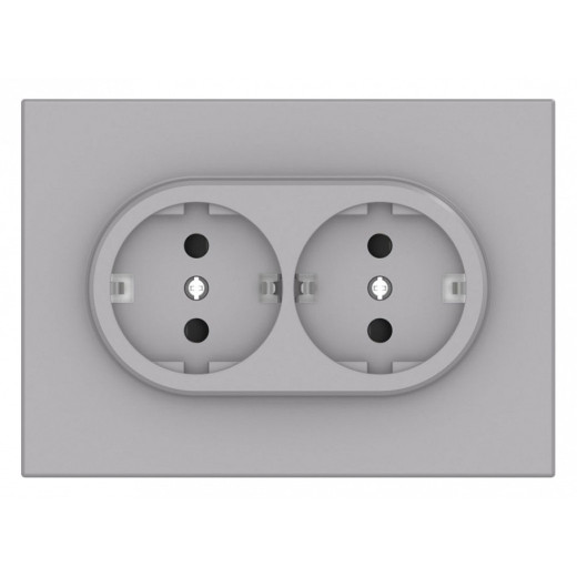 Розетка двойная с заземлением и со шторкой Gusi Electric BRAVO С11Р6-004