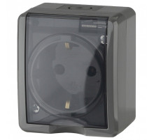 Розетка с заземлением и шторкой, с крышкой Эра Эра Эксперт 11-2402-03