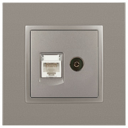 ТВ-розетка и розетка Ethernet RJ-45 без рамки Эра Эра Elegance 14-3110-16