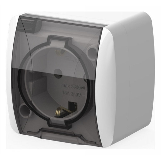 Розетка с заземлением с крышкой Elbi Eleсtriс Alsu 7 504-010215-218