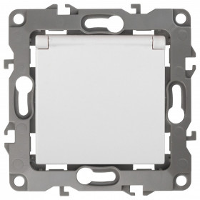 Розетка с заземлением и со шторкой, без рамки с крышкой Эра Эра 12 12-2003-01