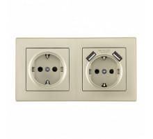 Розетка с заземлением и со шторкой и 2хUSB Arte Milano SET06-2 SET06-2-47-1-40-1 shampan