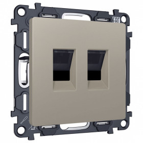 Розетка двойная Ethernet RJ-45 и со шторками, без рамки Ambrella Volt ALFA MA372110