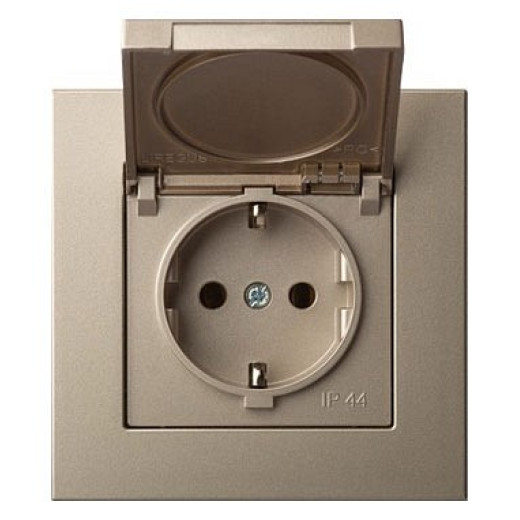 Розетка влагозащищенная с заземлением с крышкой, без рамки LIREGUS EPSILON 28-313