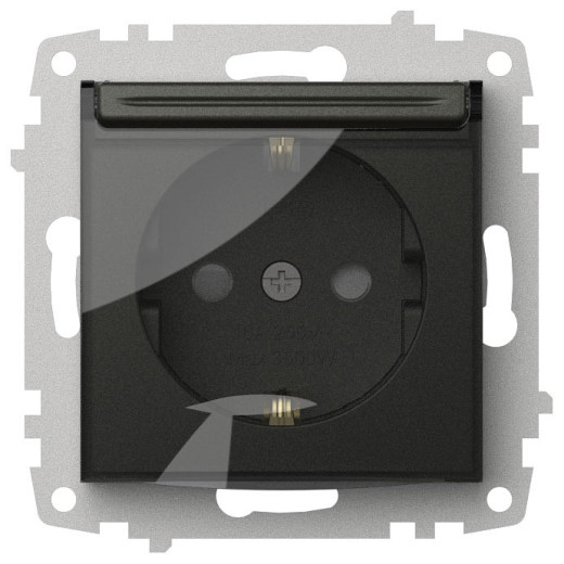 Розетка с заземлением и со шторкой, без рамки с крышкой Elbi Eleсtriс Zena Vega 609-011100-219