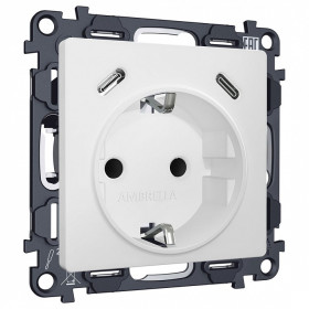 Розетка с заземлением и 2хUSB type C, без рамки Ambrella Volt MA MA130510