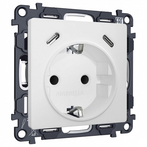 Розетка с заземлением и 2хUSB type C, без рамки Ambrella Volt MA MA130510