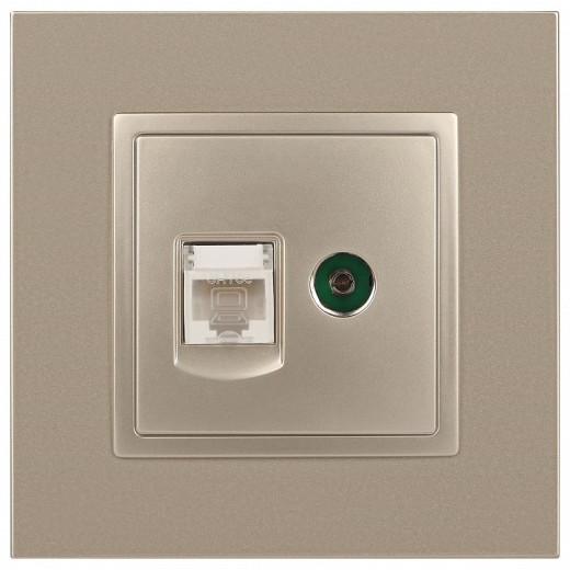 ТВ-розетка и розетка Ethernet RJ-45 без рамки Эра Эра Elegance 14-3110-04