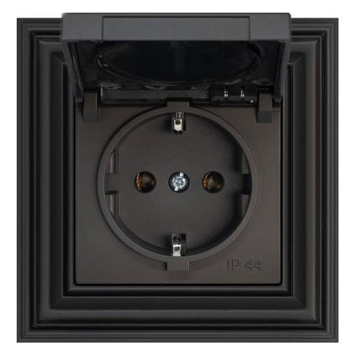 Розетка влагозащищенная с заземлением и со шторкой, без рамки с крышкой LIREGUS RETRO 29-223