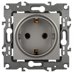 Розетка с заземлением и со шторкой, без рамки Эра Эра 12 12-2101-16