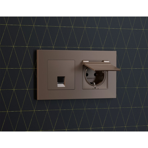 Розетка Ethernet RJ-45 и со шторками, без рамки Ambrella Volt ALFA MA642005