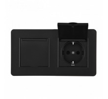 Розетка с заземлением и шторкой, с крышкой Arte Milano SET16-2 SET16-2-41-1x2 black