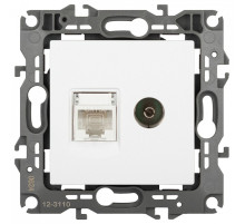 ТВ-розетка и розетка Ethernet RJ-45 без рамки Эра Эра 12 12-3110-01М