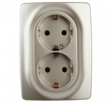 Розетка двойная с заземлением Эра Эра 12 12-2106-04