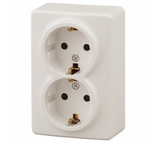 Розетка двойная с заземлением и со шторкой Эра Эра Эксперт 11-2206-02