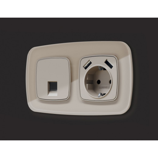 Розетка Ethernet RJ-45 и со шторками, без рамки Ambrella Volt OMEGA MO372005