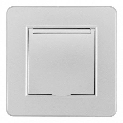 Розетка с заземлением и шторкой, с крышкой Arte Milano SET16-1 SET16-1-41-1 silver