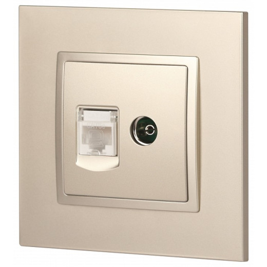 ТВ-розетка и розетка Ethernet RJ-45 без рамки Эра Эра Elegance 14-3110-04