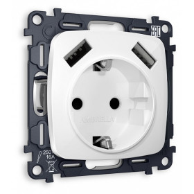 Розетка с заземлением и 2хUSB type A, без рамки Ambrella Volt MO MO109010