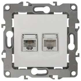 Розетка двойная RJ-11 и Ethernet RJ-45, без рамки Эра Эра 12 12-3109-01