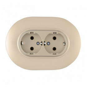 Розетка двойная с заземлением и со шторкой Arte Milano SET08-2 SET08-double-40-2 shampan