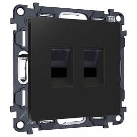 Розетка двойная Ethernet RJ-45 и со шторками, без рамки Ambrella Volt ALFA MA812110