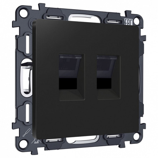 Розетка двойная Ethernet RJ-45 и со шторками, без рамки Ambrella Volt ALFA MA812110