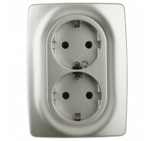 Розетка двойная с заземлением Эра Эра 12 12-2106-15