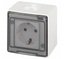 Розетка с заземлением и со шторкой, с крышкой Эра Эра Эксперт 11-2502-01