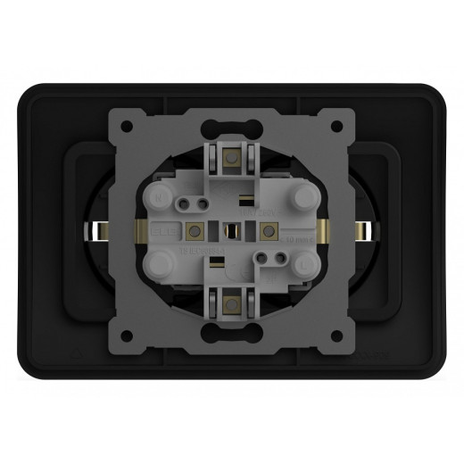 Розетка двойная с заземлением и со шторкой Elbi Eleсtriс Jazz 508-014800-917