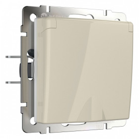Розетка влагозащищенная с заземлением и со шторками, без рамки с крышкой Werkel слоновая кость W1171203