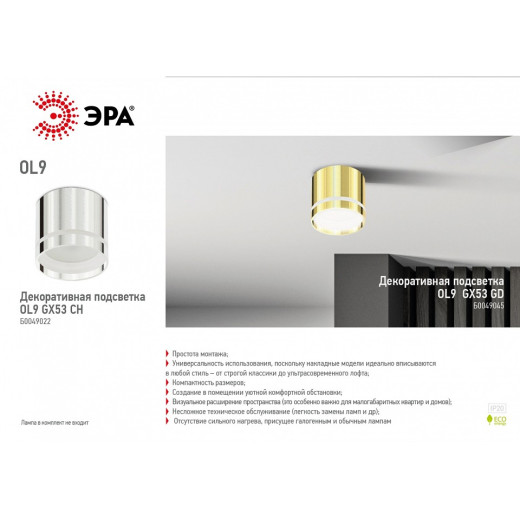 Накладной светильник Эра  OL9 GX53 GD