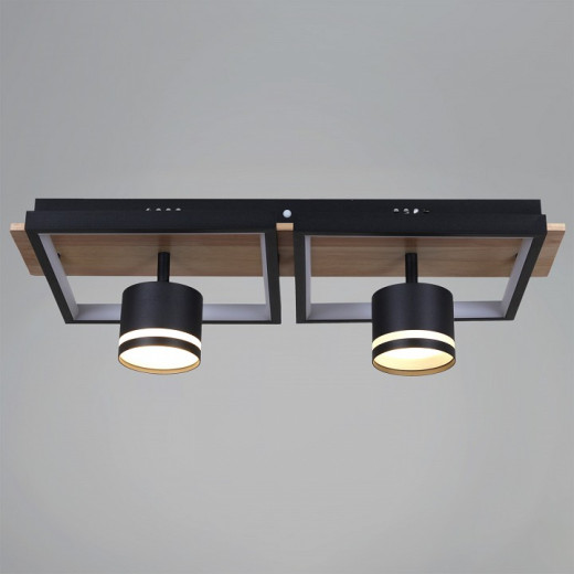 Накладной светильник 19560-0.3-2+2 BK+WOOD