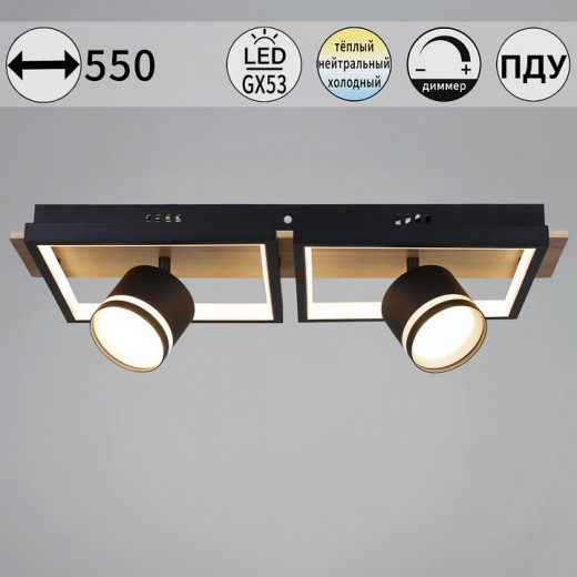 Накладной светильник 19560-0.3-2+2 BK+WOOD