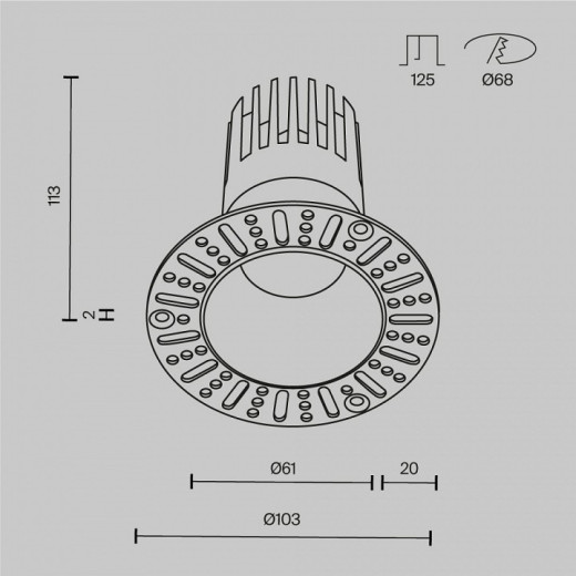 Встраиваемый светильник Maytoni  DL122-15W-3K-TRS-B