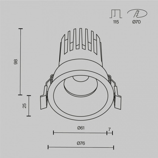 Встраиваемый светильник Maytoni  DL117-15W-3K-B