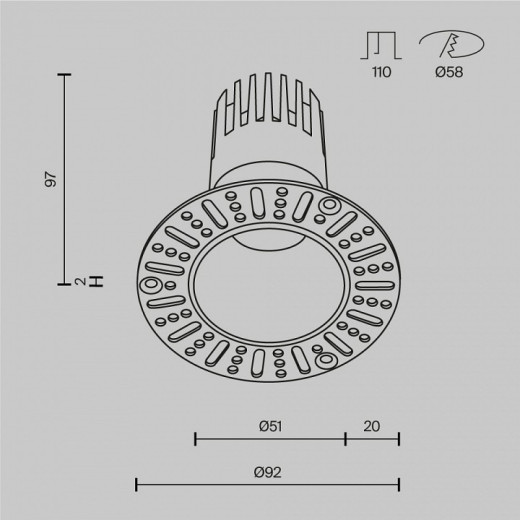 Встраиваемый светильник Maytoni  DL120-10W-3K-TRS-B