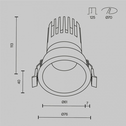 Встраиваемый светильник Maytoni  DL118-15W-3K-B