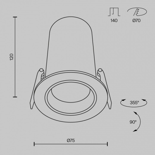 Встраиваемый светильник FOCUS LED DL125-L12-4K-W