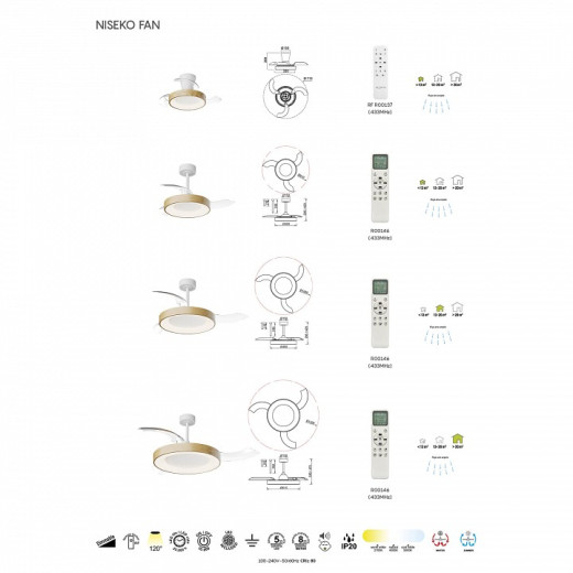 Светильник с вентилятором Mantra NISEKO FAN 9092