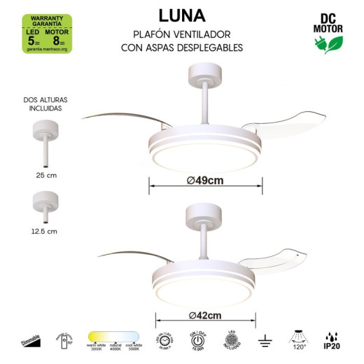 Светильник с вентилятором Mantra LUNA 9665