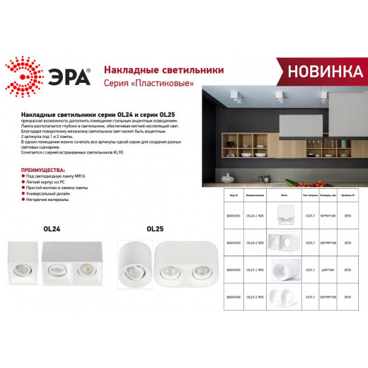 Накладной светильник Эра OL24-1 WH Б0054381