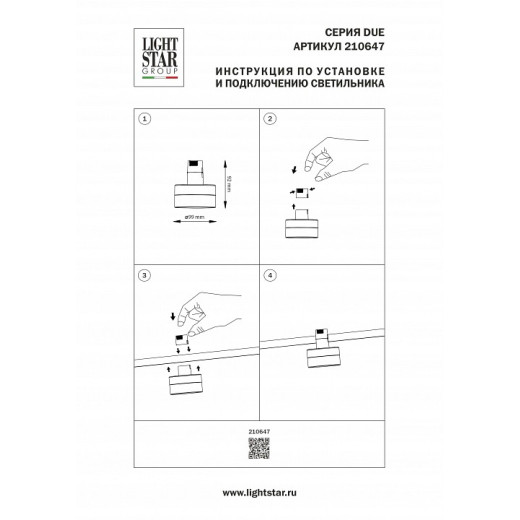 Накладной светильник Lightstar Due Hermes 210647