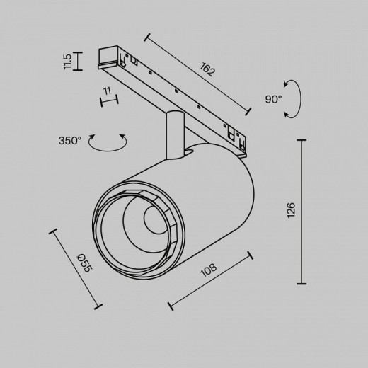 Светильник на штанге Maytoni Technical Focus Zoom TR244-12W4K-B